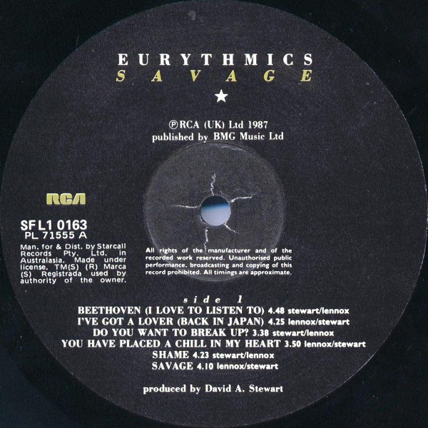 Eurythmics - Savage | RCA (SFL1 0163) - 3 Eurythmics - Savage | RCA (SFL1 0163) - 3