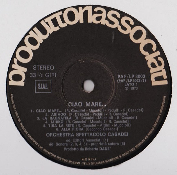 Orchestra Spettacolo Raoul Casadei - Ciao Mare | Produttori Associati (paf/lp 3003) - 3 Orchestra Spettacolo Raoul Casadei - Ciao Mare | Produttori Associati (paf/lp 3003) - 3