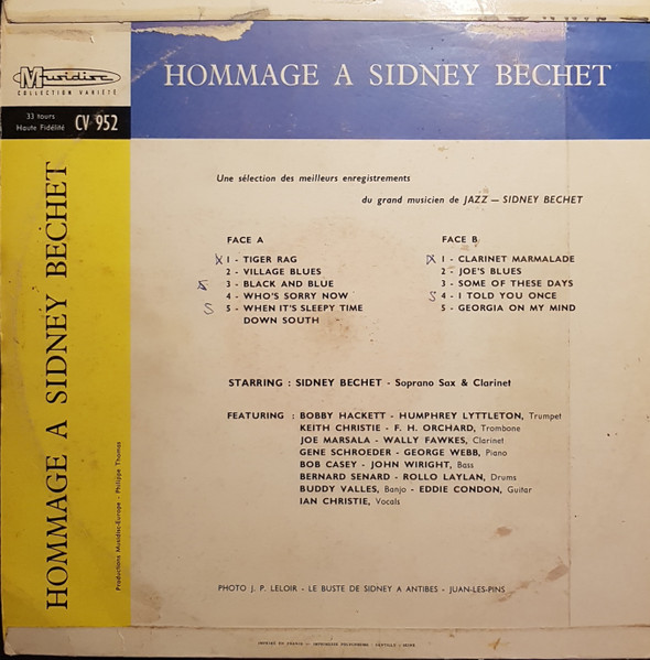 Sidney Bechet - Hommage A Sidney Bechet | Musidisc (30 CV 952) - 2 Sidney Bechet - Hommage A Sidney Bechet | Musidisc (30 CV 952) - 2