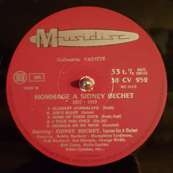 Sidney Bechet - Hommage A Sidney Bechet | Musidisc (30 CV 952) - 3 Sidney Bechet - Hommage A Sidney Bechet | Musidisc (30 CV 952) - 3
