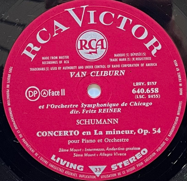 Robert Schumann - Chicago Symphony Orchestra , Direction Fritz Reiner ● Piano Van Cliburn - Concerto En La Mineur | RCA Victor (640.658) - 4