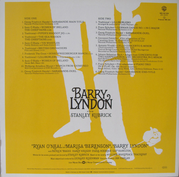 Various - Barry Lyndon (Music From The Soundtrack) | Warner Bros. Records (WB 56 189) - main