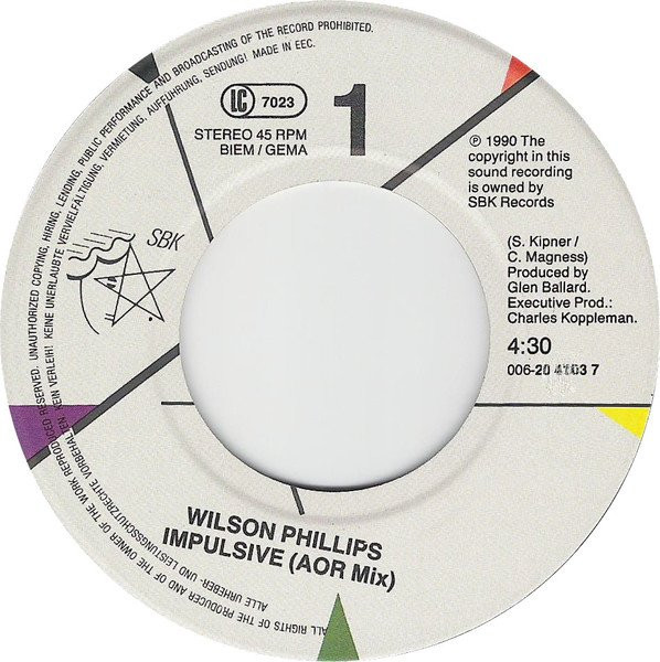 Wilson Phillips - Impulsive | SBK Records (006 20 4103 7) - 3 Wilson Phillips - Impulsive | SBK Records (006 20 4103 7) - 3