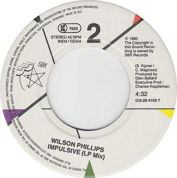 Wilson Phillips - Impulsive | SBK Records (006 20 4103 7) - 4 Wilson Phillips - Impulsive | SBK Records (006 20 4103 7) - 4