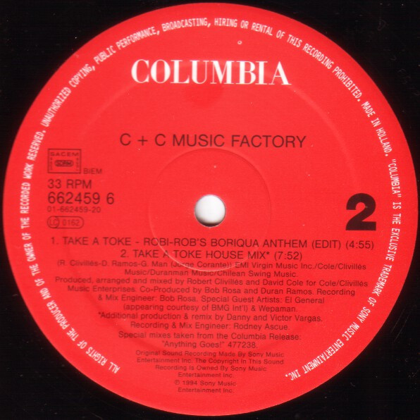 C + C Music Factory - Robi-Rob's Boriqua Anthem | Columbia (COL 662459 6) - 4