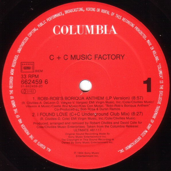 C + C Music Factory - Robi-Rob's Boriqua Anthem | Columbia (COL 662459 6) - 3