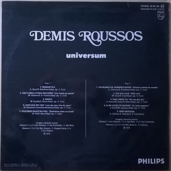 Demis Roussos - Universum (Cantado En Español) | Philips (63 03 196) - 2
