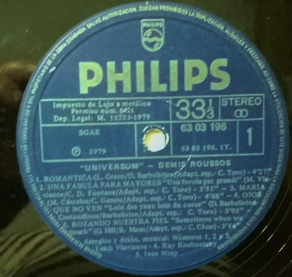 Demis Roussos - Universum (Cantado En Español) | Philips (63 03 196) - 3