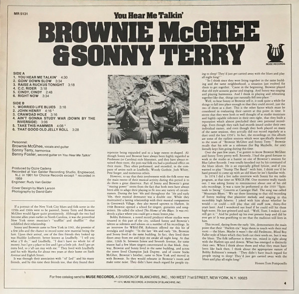 Sonny Terry & Brownie McGhee - You Hear Me Talkin' | Muse Records (MR 5131) - 2