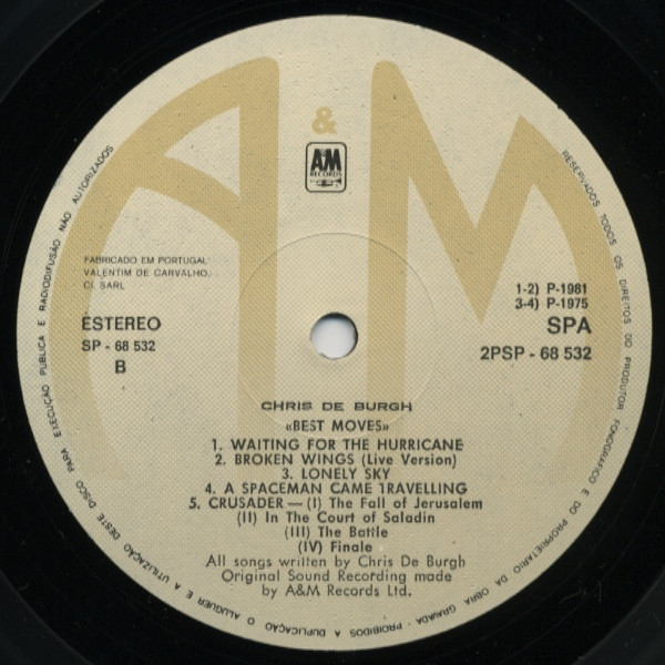 Chris de Burgh - Best Moves | A&M Records (2PSP-68 532 ; SP-68 532) - 3