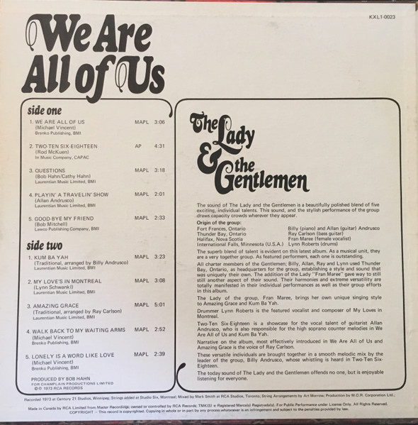 The Lady & The Gentlemen - We Are All Of Us | RCA Victor (KXLI-0023) - 2 The Lady & The Gentlemen - We Are All Of Us | RCA Victor (KXLI-0023) - 2