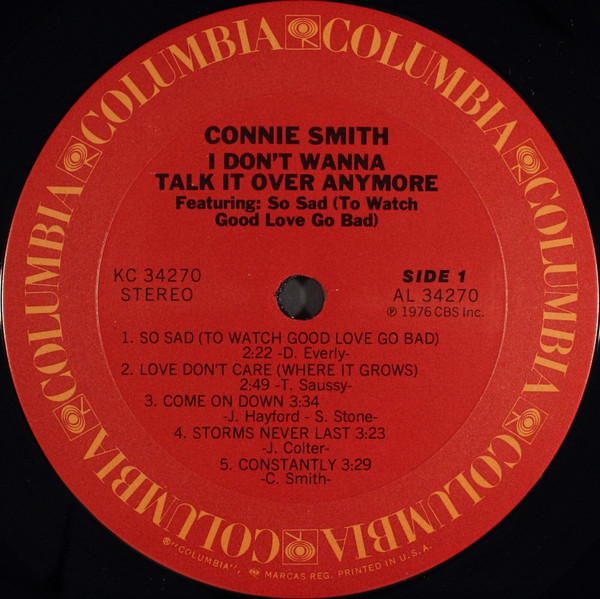 Connie Smith - I Don't Wanna Talk It Over Anymore | Columbia (KC 34270) - 3