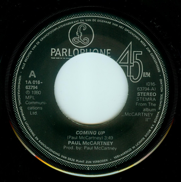 Paul McCartney - Coming Up | Parlophone (1A 016-63794) - 3 Paul McCartney - Coming Up | Parlophone (1A 016-63794) - 3