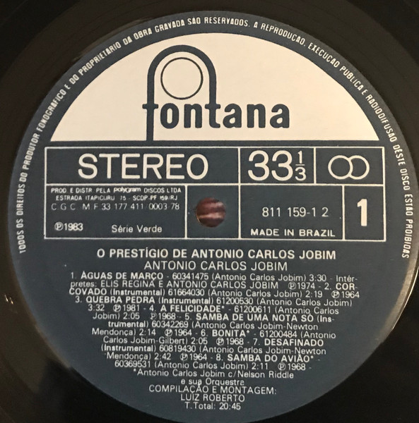 Antonio Carlos Jobim - O Prestígio De Antonio Carlos Jobim | Fontana (81115912) - 2