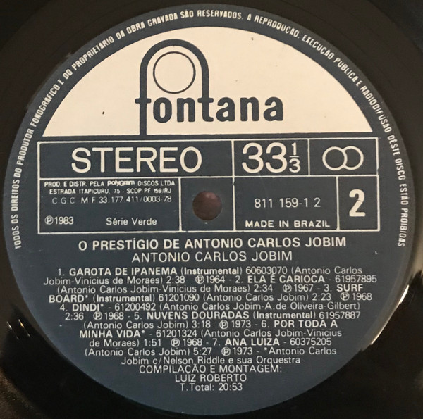 Antonio Carlos Jobim - O Prestígio De Antonio Carlos Jobim | Fontana (81115912) - 3