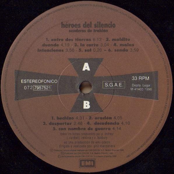 Héroes Del Silencio - Senderos De Traición | EMI (072 7957521) - 3