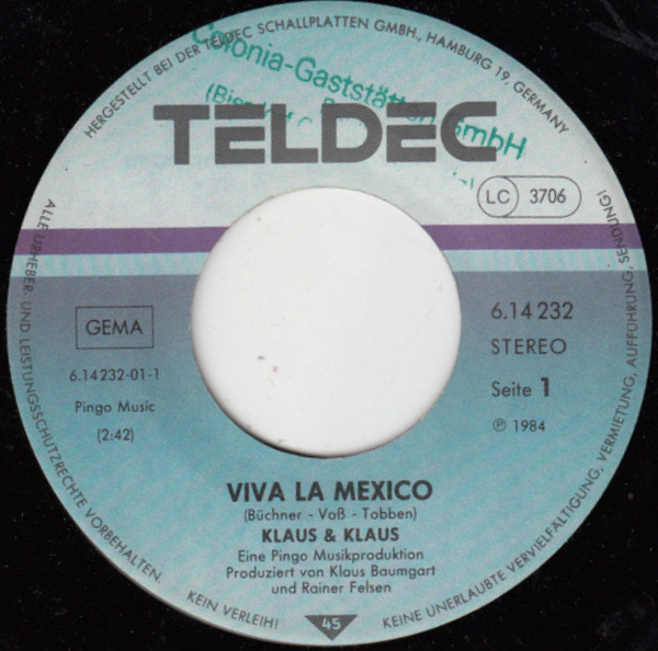 Klaus & Klaus - Viva La Mexico | TELDEC (6.14 232) - 3