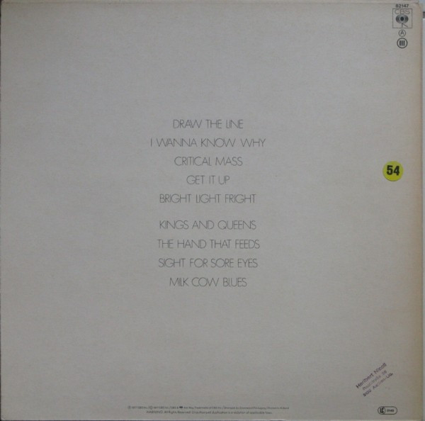 Aerosmith - Draw The Line | CBS (82147) - 2