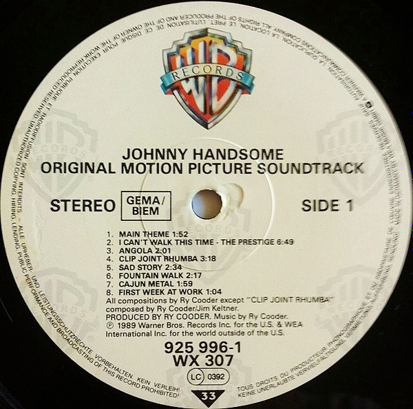 Ry Cooder - Johnny Handsome (Original Motion Picture Soundtrack) | Warner Bros. Records (925 996-1) - 3 Ry Cooder - Johnny Handsome (Original Motion Picture Soundtrack) | Warner Bros. Records (925 996-1) - 3