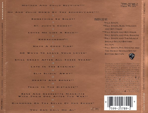 Paul Simon - Negotiations And Love Songs (1971-1986) | Warner Bros. Records (7599-25789-2) - 3