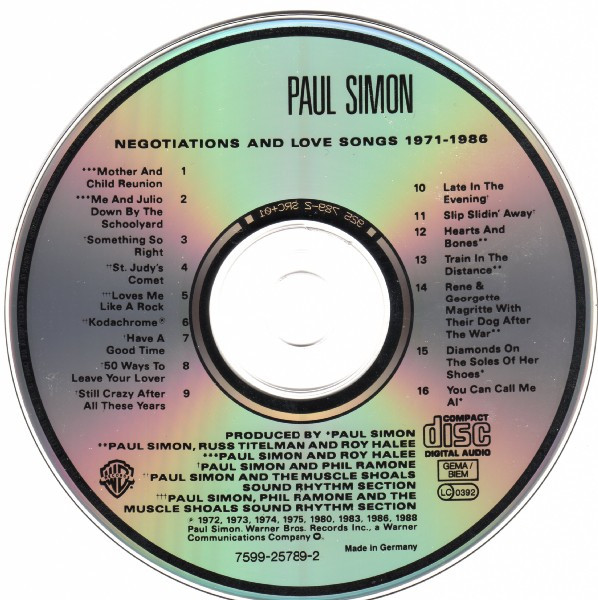 Paul Simon - Negotiations And Love Songs (1971-1986) | Warner Bros. Records (7599-25789-2) - 2