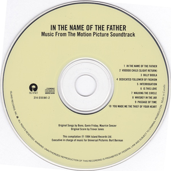 Various - In The Name Of The Father (Music From The Motion Picture Soundtrack) [CD] | Island Records (314-518 841-2) - 3