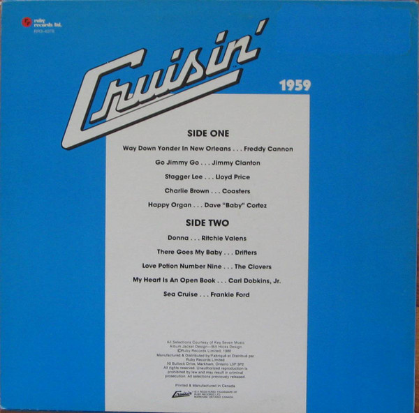 Various - Cruisin' 1959 | Ruby Records Limited (RR3-4078) - 2