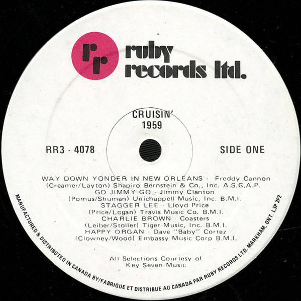 Various - Cruisin' 1959 | Ruby Records Limited (RR3-4078) - 3