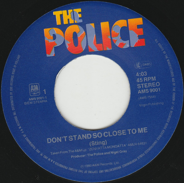 The Police - Don't Stand So Close To Me | A&M Records (AMS 9001) - 3