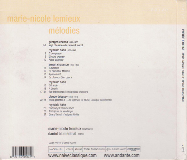 Marie-Nicole Lemieux - L'Heure Exquise | Naïve (V 5022) - 2 Marie-Nicole Lemieux - L'Heure Exquise | Naïve (V 5022) - 2