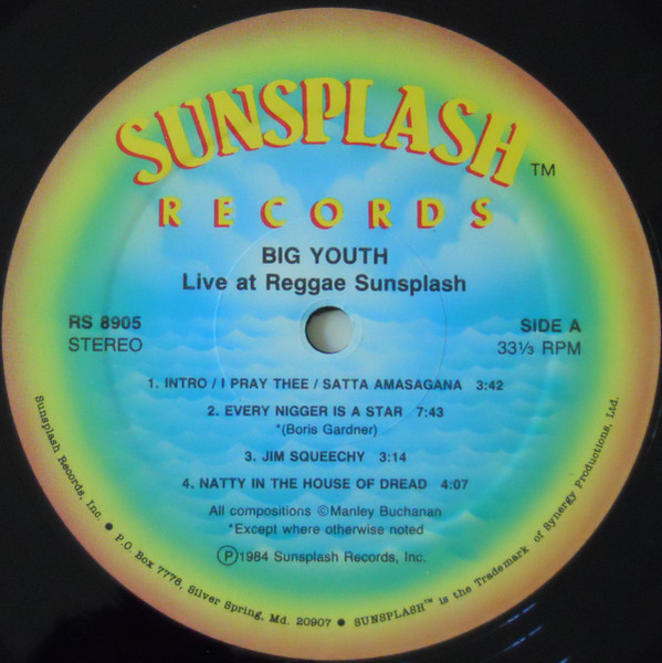Big Youth - Live At Reggae Sunsplash | Sunsplash Records (RS 8905) - 3 Big Youth - Live At Reggae Sunsplash | Sunsplash Records (RS 8905) - 3