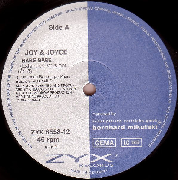 Joy & Joyce - Babe Babe | ZYX Records (ZYX 6558-12) - 2