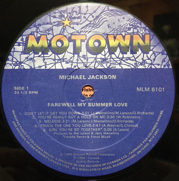 Michael Jackson - Farewell My Summer Love | Motown (M 6101) - 3