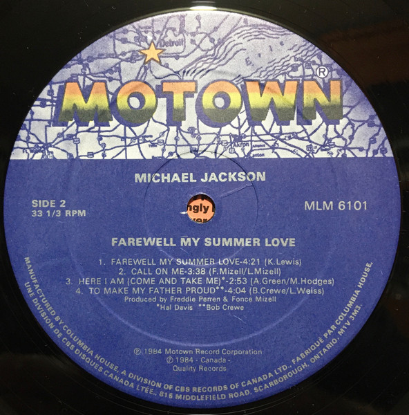 Michael Jackson - Farewell My Summer Love | Motown (M 6101) - 4