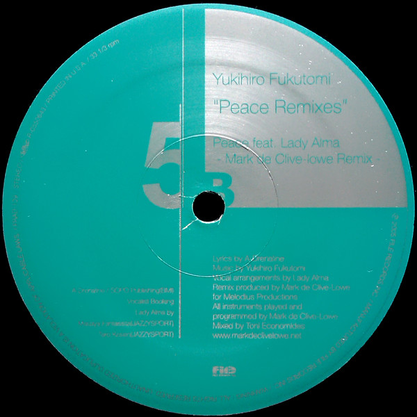 Yukihiro Fukutomi Feat. Lady Alma - Peace (Remixes) | File Records (FRAD-139) - 4 Yukihiro Fukutomi Feat. Lady Alma - Peace (Remixes) | File Records (FRAD-139) - 4