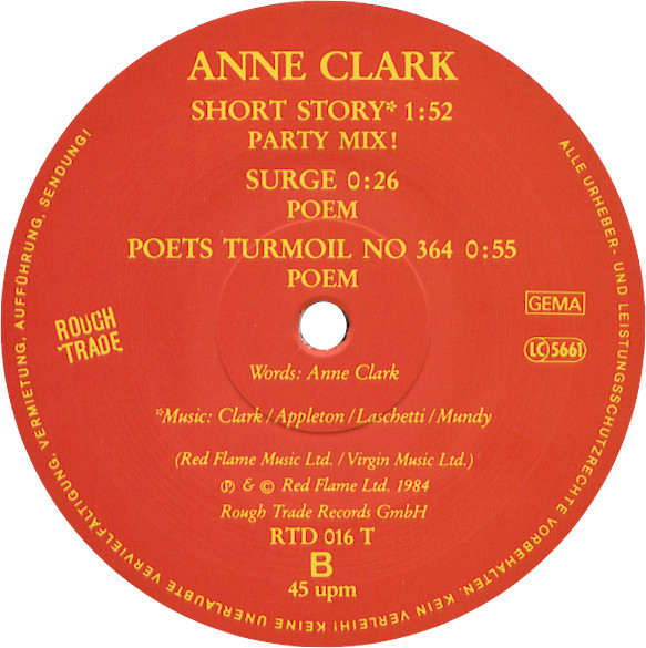 Anne Clark - Sleeper In Metropolis (Extended Remix) | Rough Trade (RTD 016 T) - 4