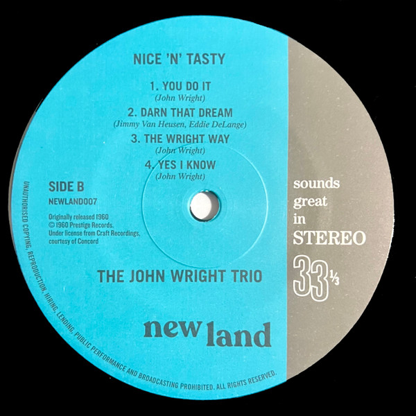 The John Wright Trio - Nice 'N' Tasty | New Land (Newland007) - 4