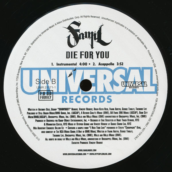 Famil - Die For You | Universal Records (UNIR 21171-1) - 2 Famil - Die For You | Universal Records (UNIR 21171-1) - 2