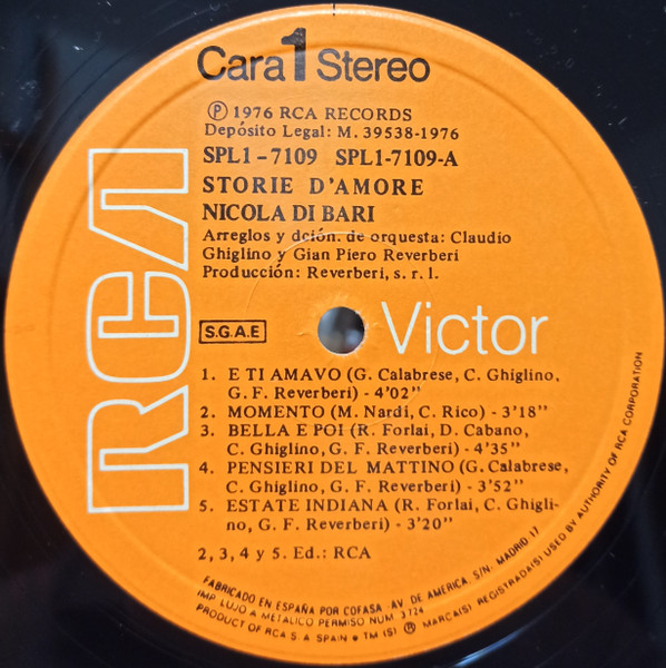 Nicola Di Bari - Storie D'Amore | RCA Victor (SPL 1-7109) - 3