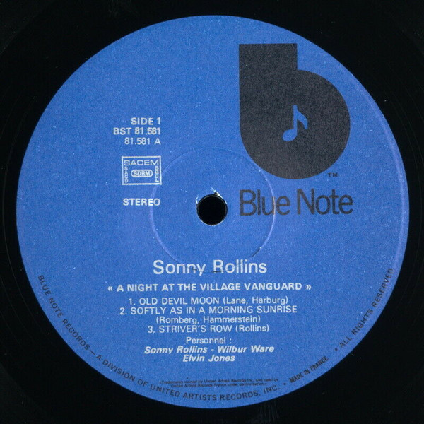 Sonny Rollins - A Night At The Village Vanguard | Blue Note (BST 81581) - 3 Sonny Rollins - A Night At The Village Vanguard | Blue Note (BST 81581) - 3