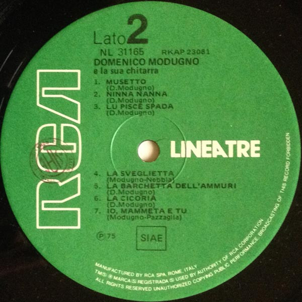 Domenico Modugno - Domenico Modugno E La Sua Chitarra | RCA (NL 31165) - 4 Domenico Modugno - Domenico Modugno E La Sua Chitarra | RCA (NL 31165) - 4