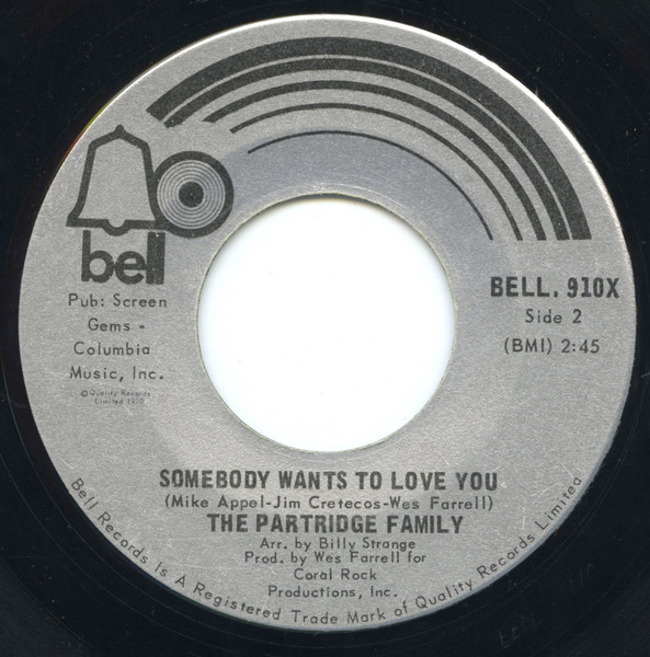 The Partridge Family - I Think I Love You (7") [Vinyl] | Bell Records (BELL. 910X) - 2