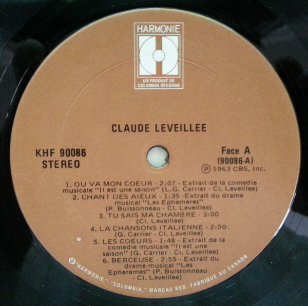 Claude Léveillée - Claude Léveillée [Vinyl] | Harmonie (KHF 90086) - 3