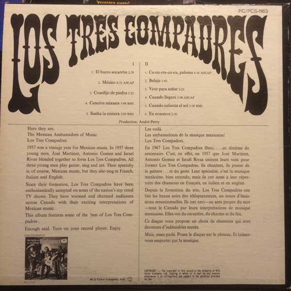Los Tres Compadres - Los Tres Compadres [Vinyl] | RCA Victor (PCS-1163) - 2