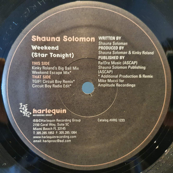 Shauna Solomon - Weekend (Star Tonight) | Harlequin Recording Group (HRG 1233-0)