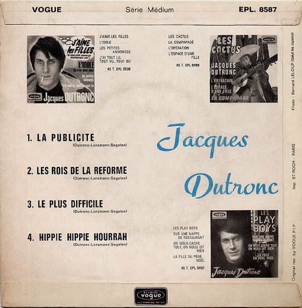 Jacques Dutronc - La Publicité | Disques Vogue (EPL. 8587) - 2 Jacques Dutronc - La Publicité | Disques Vogue (EPL. 8587) - 2