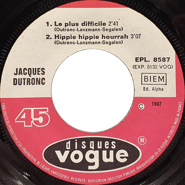 Jacques Dutronc - La Publicité | Disques Vogue (EPL. 8587) - 4 Jacques Dutronc - La Publicité | Disques Vogue (EPL. 8587) - 4