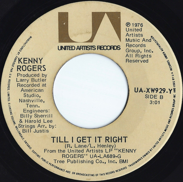 Kenny Rogers - Lucille | United Artists Records (UA-XW929-Y) - 2