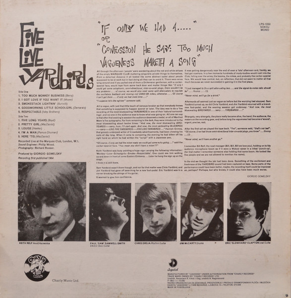 The Yardbirds - Five Live Yardbirds | Jugodisk (LPS 1050) - 2 The Yardbirds - Five Live Yardbirds | Jugodisk (LPS 1050) - 2