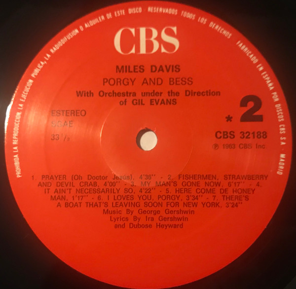 Miles Davis - Porgy And Bess | CBS (CBS 32188) - 4
